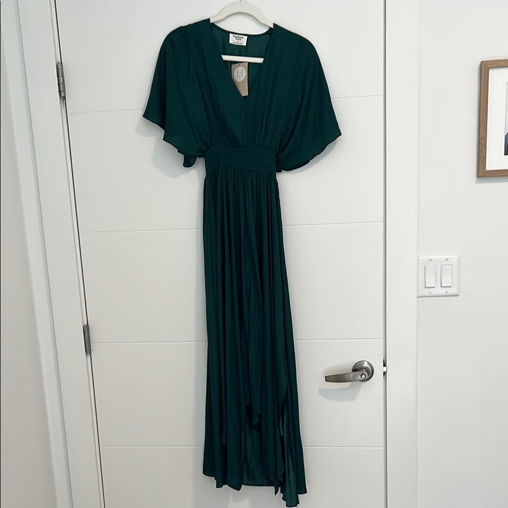 Arbor Green Flutter Sleeve Maxi Dress